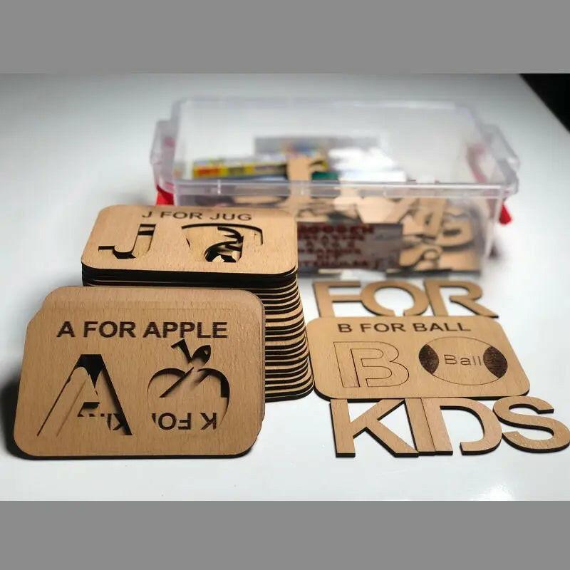 A for Apple A to Z Alphabets Drawing Stencils and Puzzles