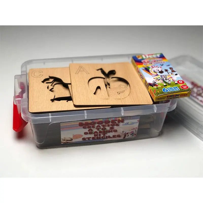 Wooden Alphabet Drawing Stencils and Puzzles Set - A to Z