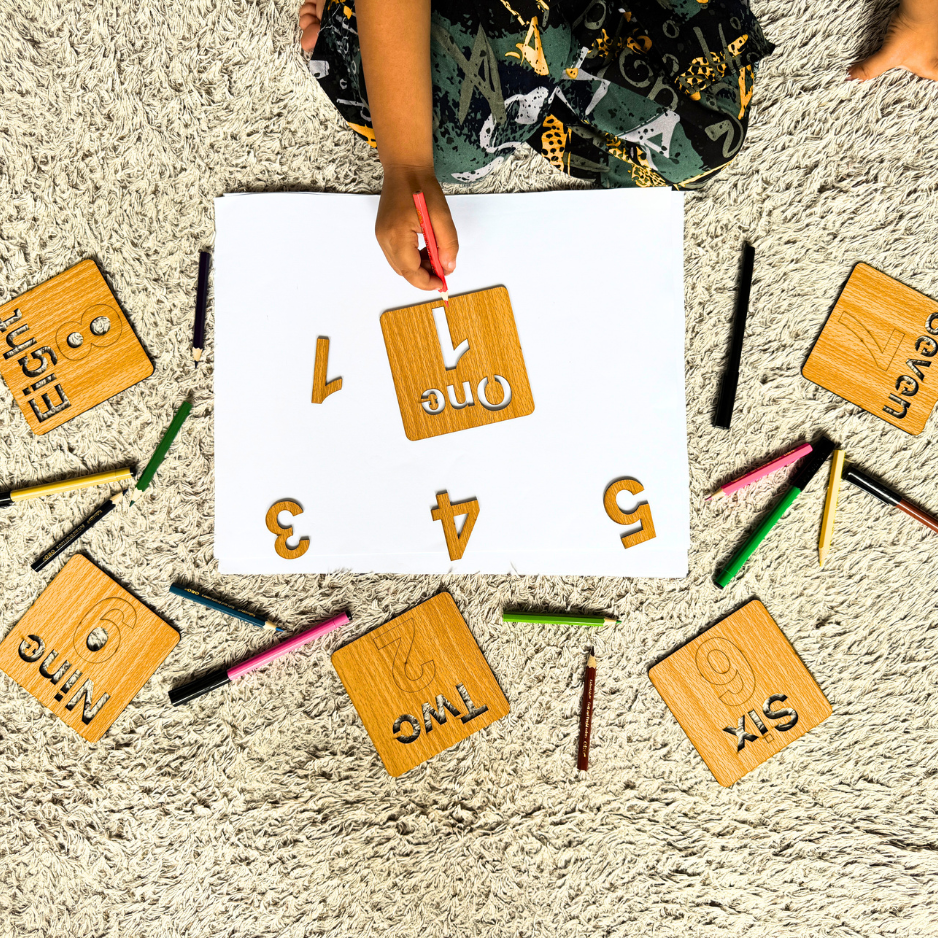 1-10 Counting Stencils with Puzzles (21 Pcs)