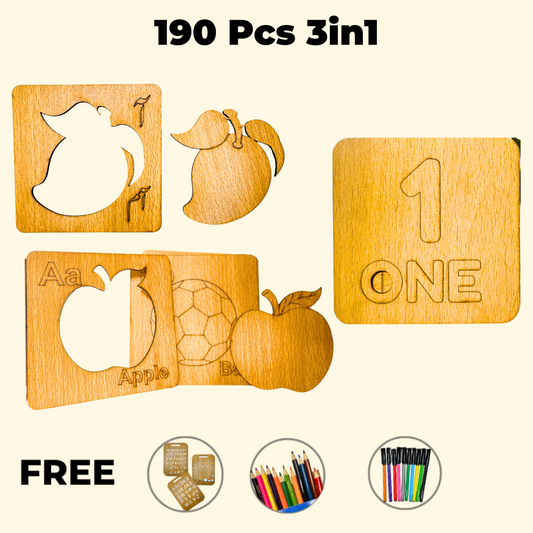 190 Pcs 3-1 Urdu, English & Math with Puzzles