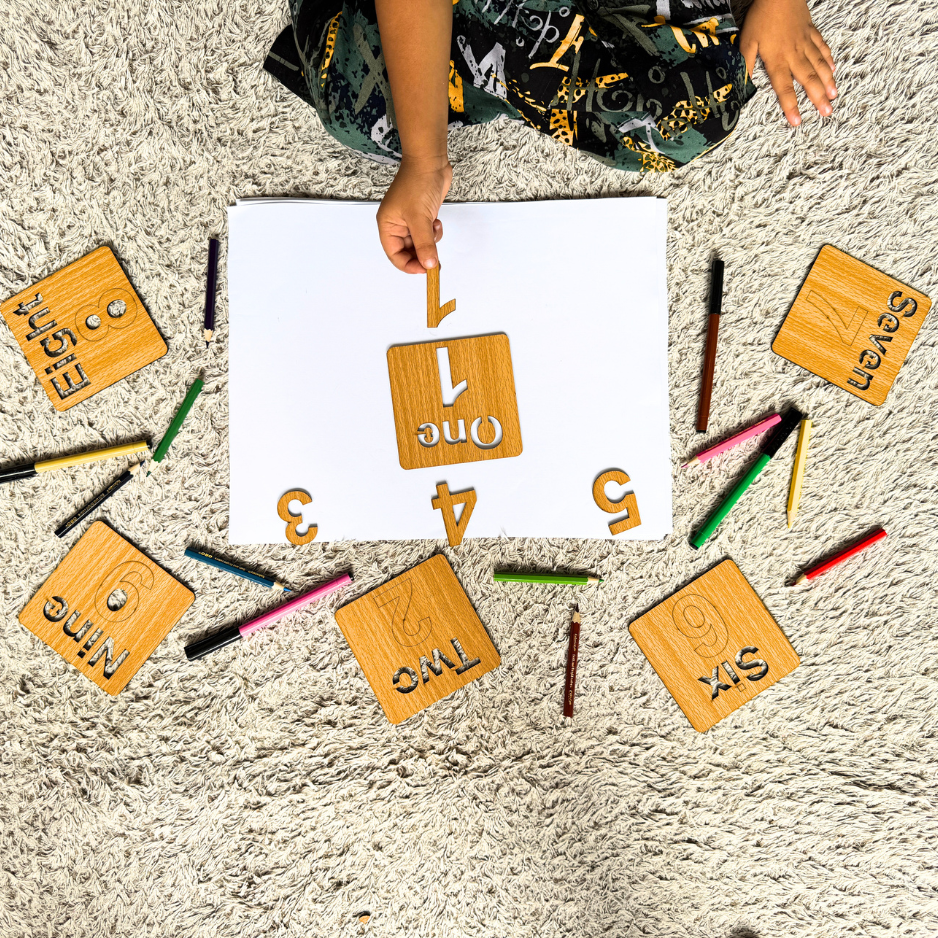 1-10 Counting Stencils with Puzzles (21 Pcs)