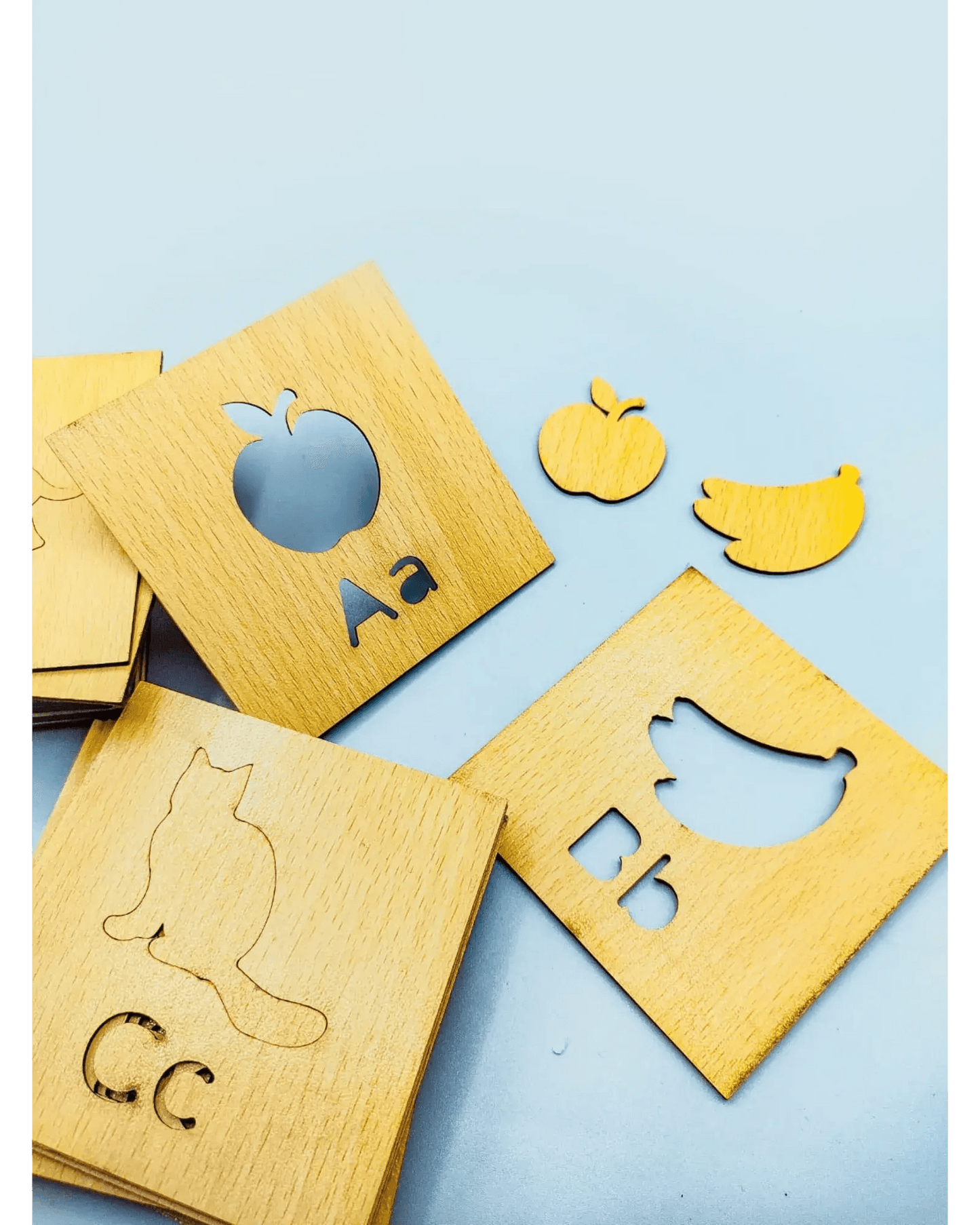 2 in 1 Bundle: Set of 16 Montessori Stencil Set + Alphabet Drawing Stencils and Puzzles 52 Pieces