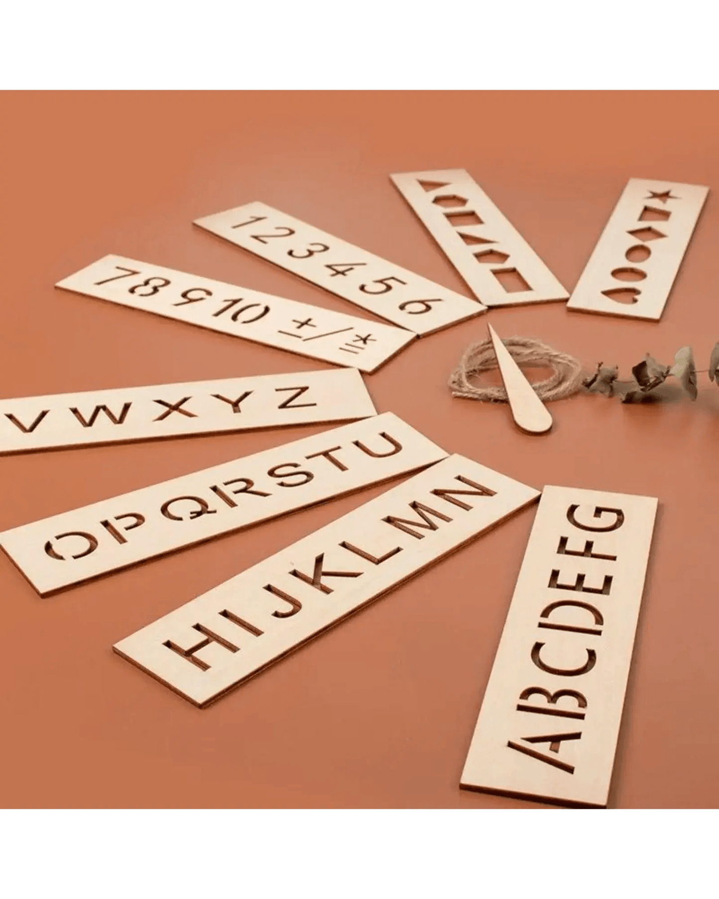2 in 1 Bundle: Set of 16 Montessori Stencil Set + Alphabet Drawing Stencils and Puzzles 52 Pieces