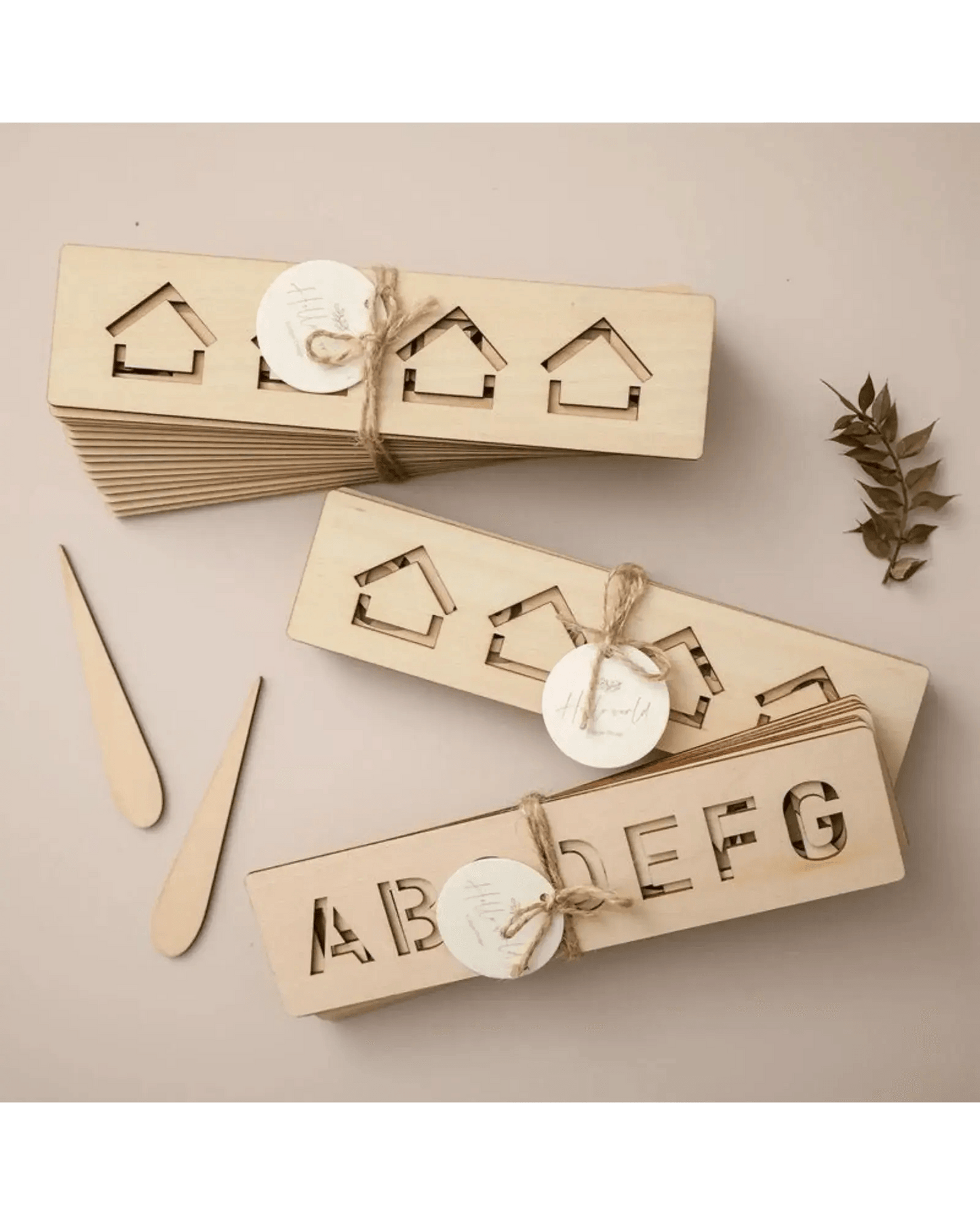 2 in 1 Bundle: Set of 16 Montessori Stencil Set + Alphabet Drawing Stencils and Puzzles 52 Pieces