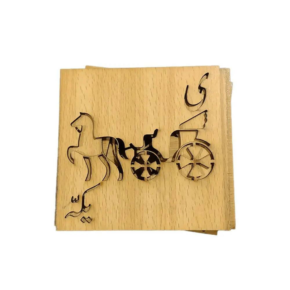 36-Piece Wooden Urdu Alphabet Stencils Set with Complimentary Pencil Colors