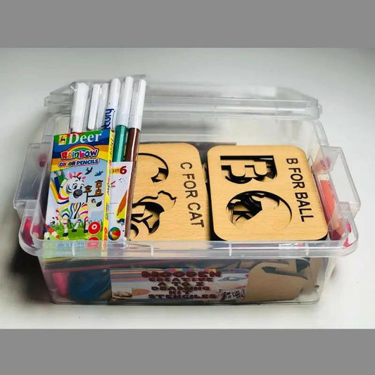 A for Apple A to Z Alphabets Drawing Stencils and Puzzles