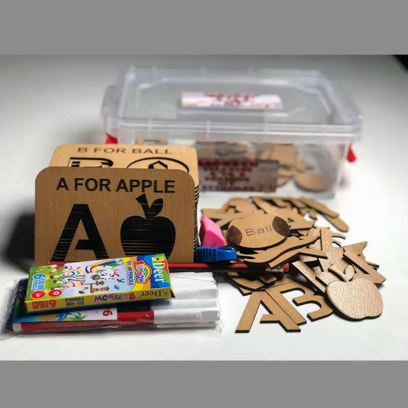 A for Apple A to Z Alphabets Drawing Stencils and Puzzles