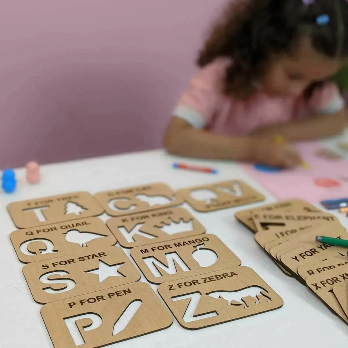 A to Z Alphabet Wooden Stencils & Puzzles for Kids – Fun Learning