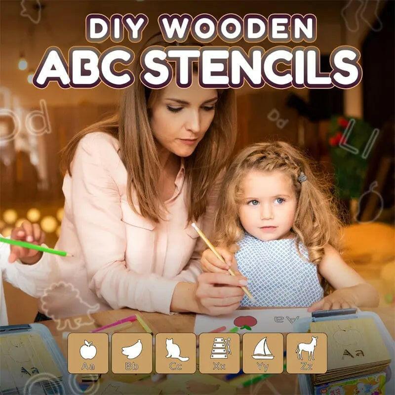 A to Z complete Alphabet Kids Wooden Drawing Stencils Kit