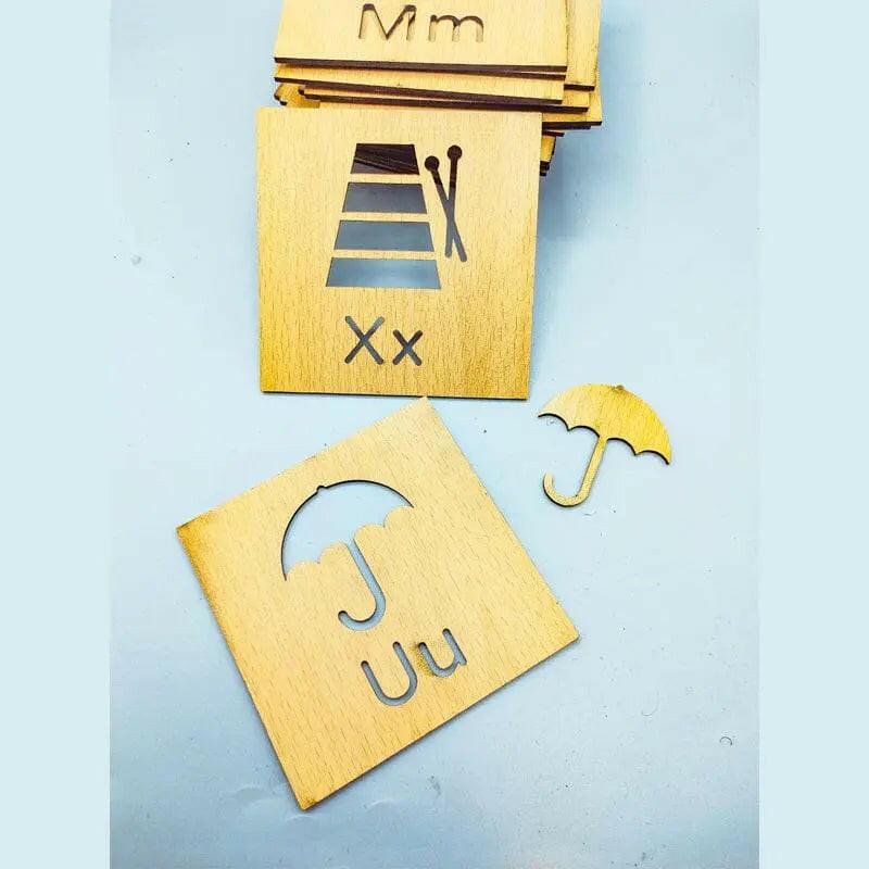 A to Z complete Alphabet Kids Wooden Drawing Stencils Kit