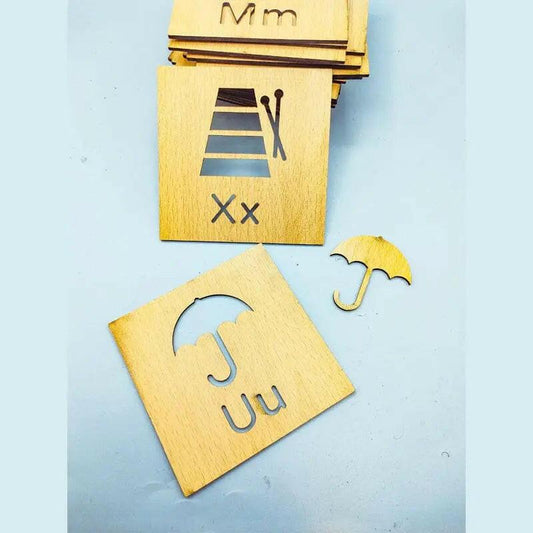 A to Z complete Alphabet Kids Wooden Drawing Stencils Kit
