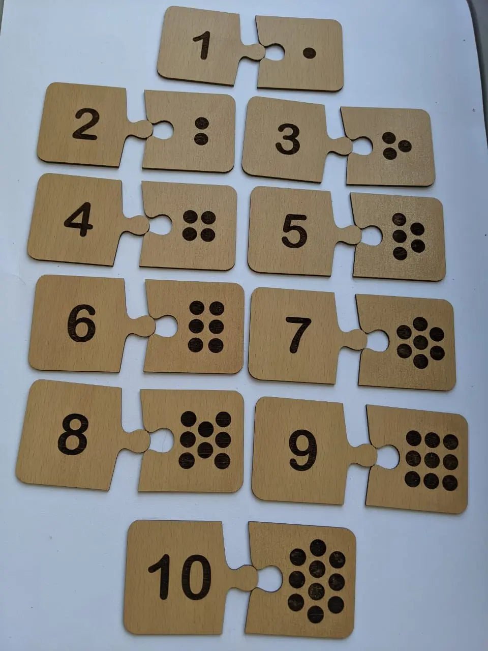 Wooden Number Puzzle & Matching Game-Teach your child how to count-PRESCHOOL LEARNING PUZZLE WOODEN TOY