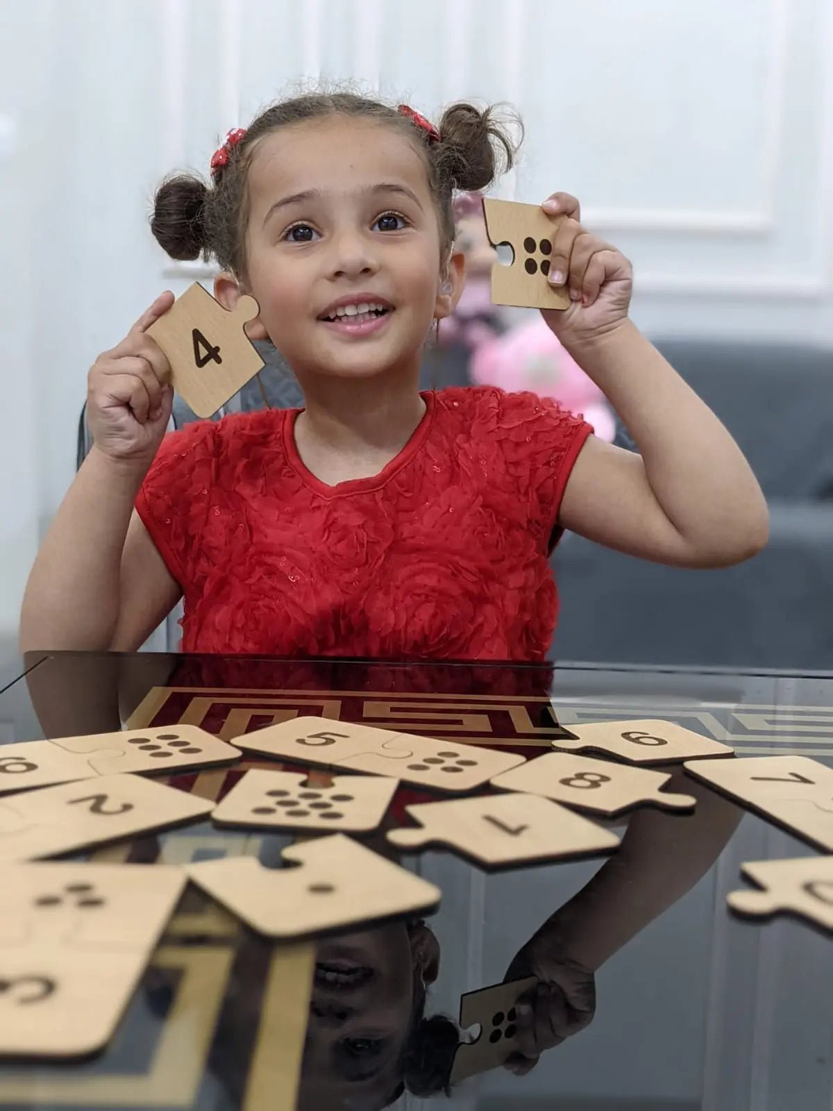 Wooden Number Puzzle & Matching Game-Teach your child how to count-PRESCHOOL LEARNING PUZZLE WOODEN TOY
