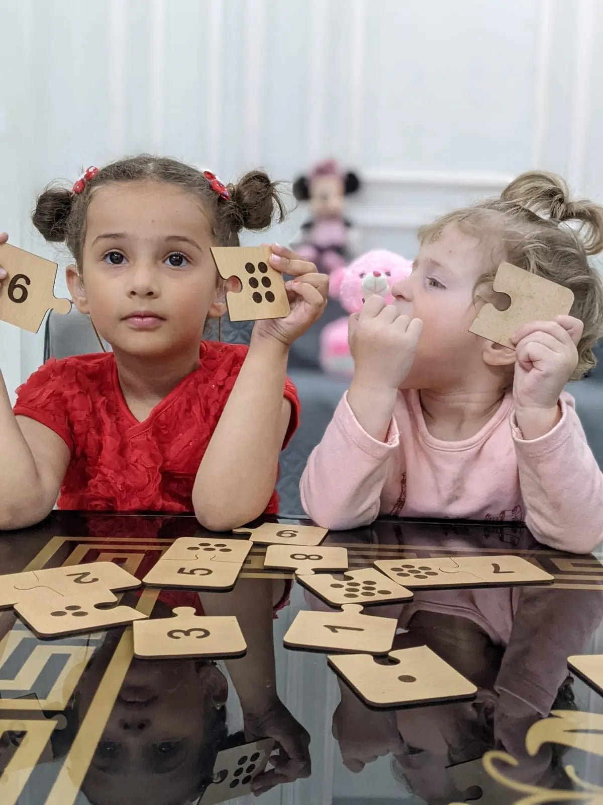 Wooden Number Puzzle & Matching Game-Teach your child how to count-PRESCHOOL LEARNING PUZZLE WOODEN TOY